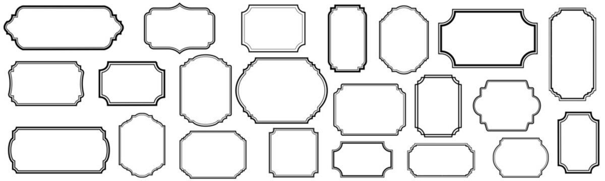 Vintage line frames. Simple rectangle art deco border frame vector set 