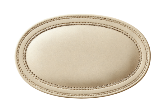 Cream-colored oval platter with decorative stitching