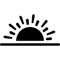 Sunrise over sea with waves flat icon