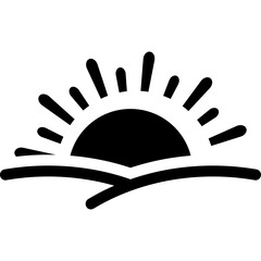 Sunrise over hill flat icon