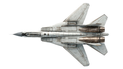 Tactical fighter aircraft model shown in elevation view background isolated on a Transparent background, PNG file.