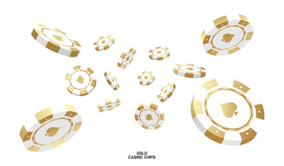 3d casino chips or flying realistic tokens for gambling, entertainment house volumetric blank or empty cash for roulette or poker, blackjack. Gamble and winner, risk and luck, vector 10 eps.