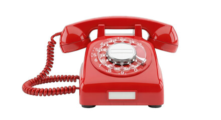Vintage Red Rotary Telephone on Black Background call isolated on a transparent background