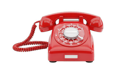 Vintage Red Rotary Telephone on Black Background retro isolated on a transparent background