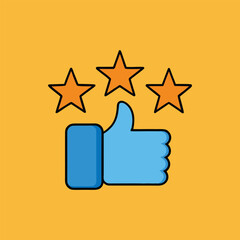 Thumbs Up Hand with Five Stars Floating