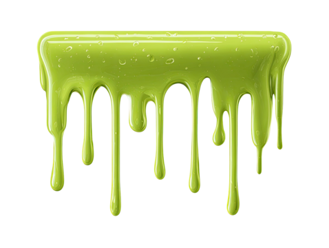 Lime green liquid dripping from a horizontal bar