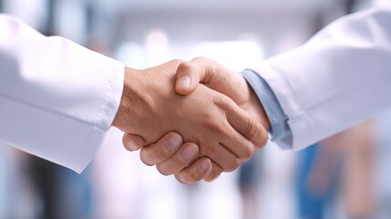 A sincere handshake between doctors symbolizing collaboration trust and a unified approach to healthcare with clean