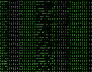 Binary Code Matrix Abstract Background with Green Glowing Digits