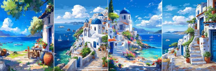 vector illustration of greek landscape