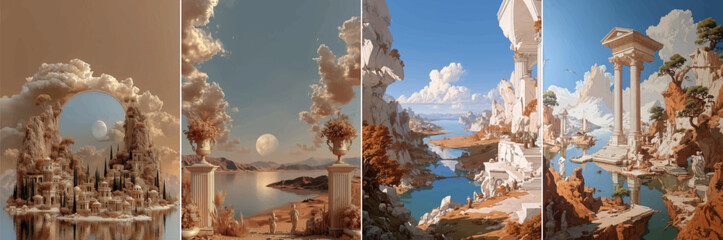 vector illustration of greek landscape