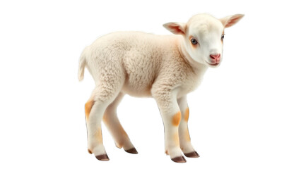 Fototapeta premium Young White Lamb Standing on Black Background sheep isolated on a transparent background
