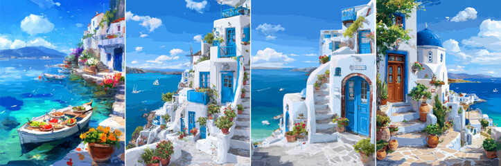 vector illustration of greek landscape