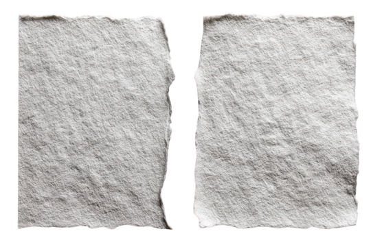 Two Torn Pieces of Gray Textured Paper