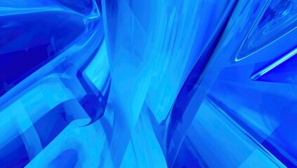 Abstract Blue Glassy Texture Dynamic 3D Render of Intertwined Shapes