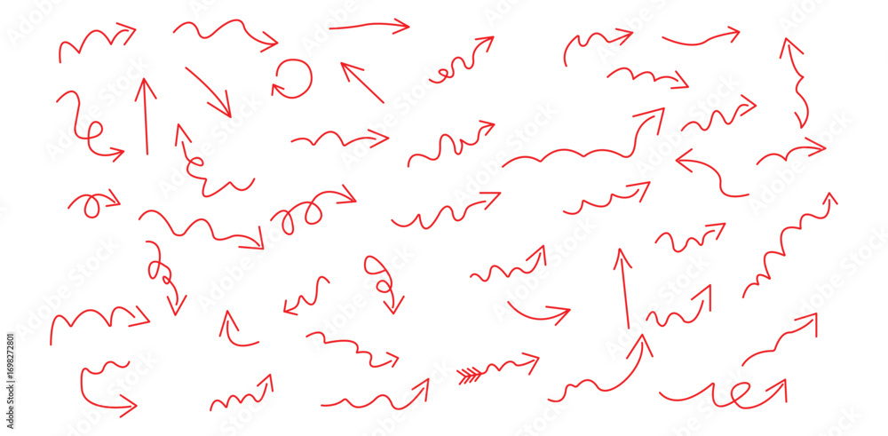 Poster guiding paths and endless possibilities depicted by a whimsical collection of hand drawn red on tran