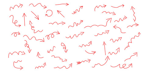 Guiding paths and endless possibilities depicted by a whimsical collection of hand drawn red on transparent background