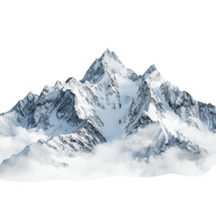 Obraz premium Majestic snow-capped mountains tower above clouds in a serene landscape view during daytime