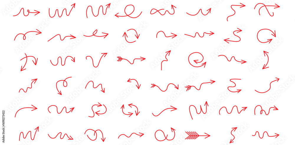 Aufkleber a collection of vibrant hand drawn red arrows each pointing a unique way to the future with on trans