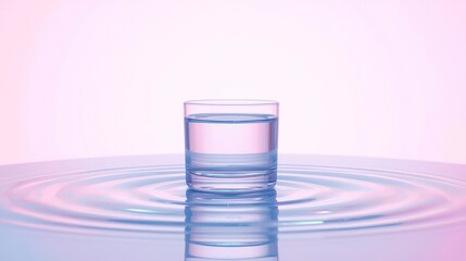 Glass of Water with Ripples Reflection - Purity and Hydration Concept