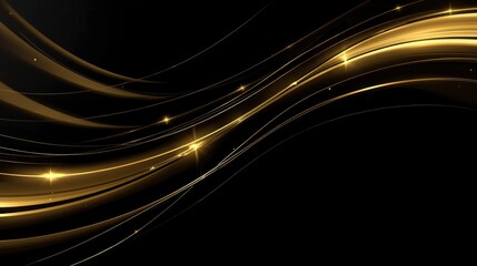 Abstract Gold Waves on Black Background Elegant Luxury Design