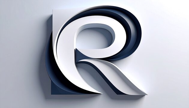 3D uppercase letter R, abstract design