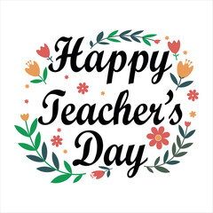 Celebrate teachers day with floral wreath and happy teacher's day message