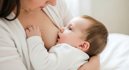 A Baby Breastfeeding with Mother's Love