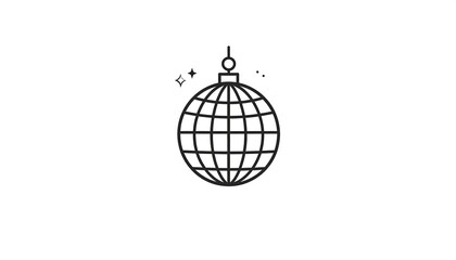 Simple black outline disco ball graphic