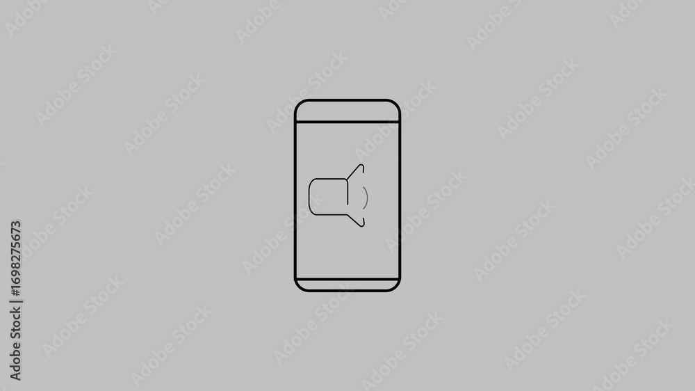 Poster outline of a smartphone displaying a muted speaker icon on a light gray background mobile phone sile