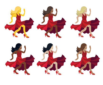 salsa flamenco woman dancing dancer red dress emoji symbol sign icon vector illustration isolated flat