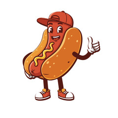 vector mascot illustration of walking Hot dog