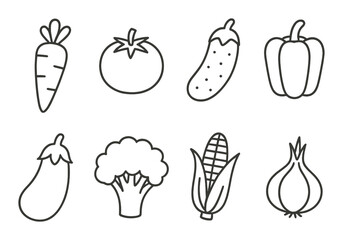 Outline of various vegetables on subtle gradient background