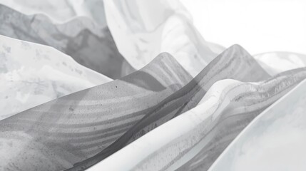 Abstract Gray and White Fabric Texture Elegant Draped Waves