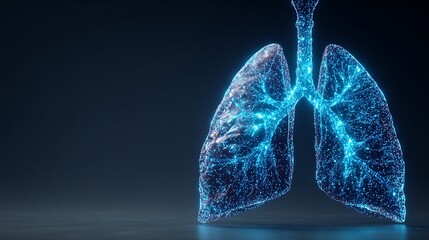 Luminous pulmonary illustration showcasing intricate bronchial and alveolar structures