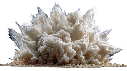 White Powder Explosion with Glitter on Black Background