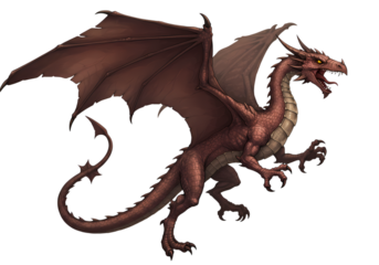Majestic Red Dragon Fantasy Creature Illustration isolated on transparent background