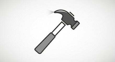 Illustration of a gray hammer with a handle, a tool for construction and repair