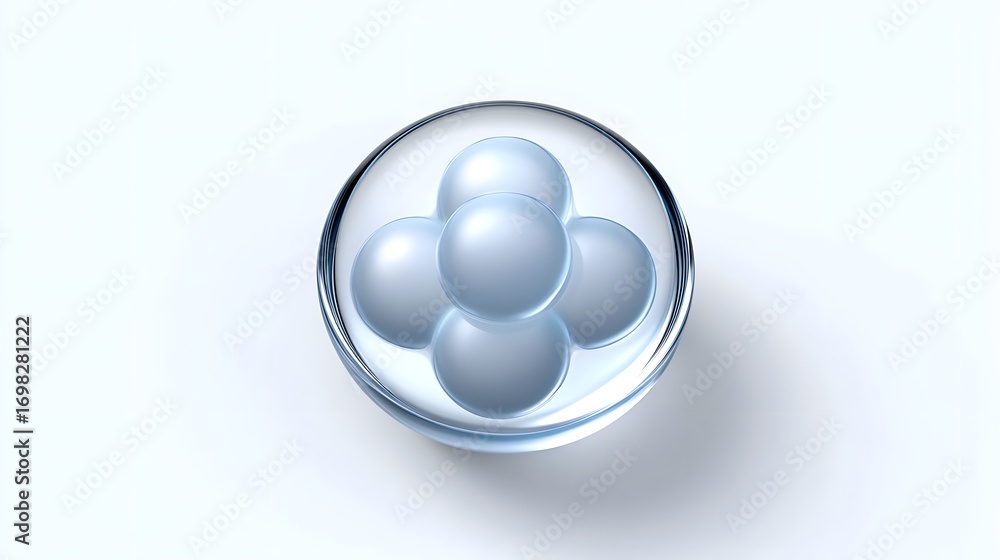 Poster a serene and balanced arrangement of glass spheres, capturing the reflection and transparency of the