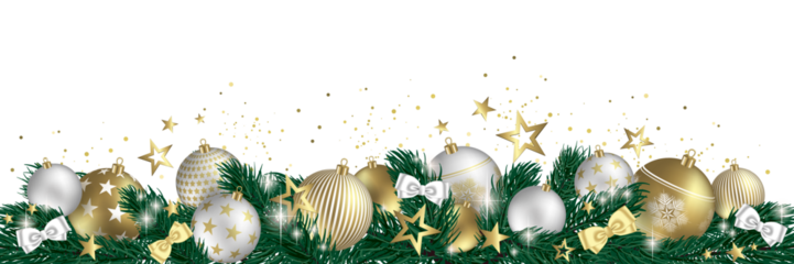 christmas garland with golden baubles and red decorations