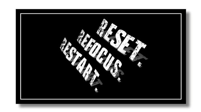 Reset refocus restart text motion animation motivational quote