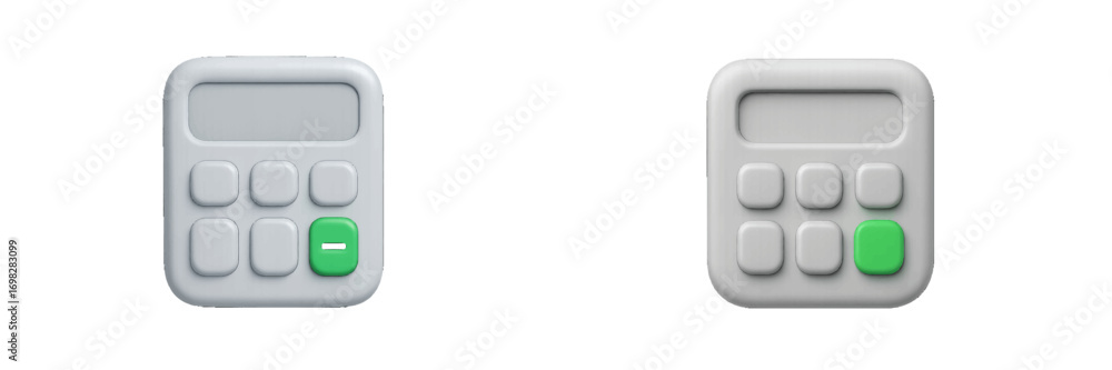 Poster 3d calculator icon set for finance and accounting with minimalist design isolated on a white backgro