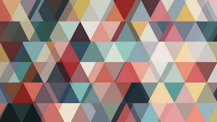 Layered Geometric Mosaic of Translucent Triangles in a Muted Retro Color Palette