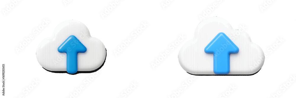 Poster cloud upload icon set for data storage and file transfer, a modern symbol for online services and ap