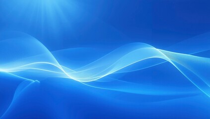 Fototapeta premium Abstract Blue Wave Background with Soft Light and Glowing Lines