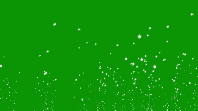 Raising shining glitter particles on green screen background motion graphics. 