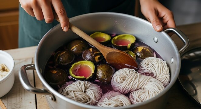 Natural Dyeing Process with Avocado and Yarn
