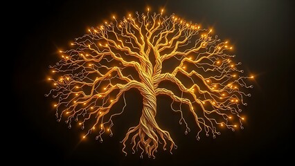 A classic tree of life diagram is unraveled and rewoven into a new, complex network of glowing light.