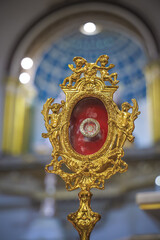 Obraz premium The relic of Saint Carlo Acutis at The Catholic church