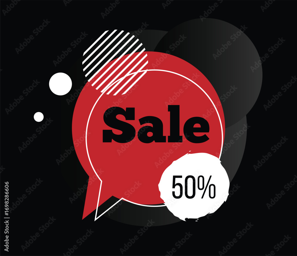 Poster sale speech bubble banner with elements on black. graphic design elements and resources for business