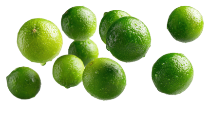 Floating Limes on Transparent Background